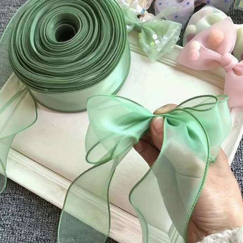 item picture 1 roll 10yard organza rice satin ribbon solid color wedding bouquet decoration ribbon suitable for handmade bouquets gift wrapping party arrangements flower arrangements light green white pink purple burgundy gift ribbon smooth texture event decoration fish tail ribbon wedding halloween gifts for gift wrapping for craft roll pink bow ribbon ribbon for craft atlas ribbon ribbon for party favors ribbons for decoration