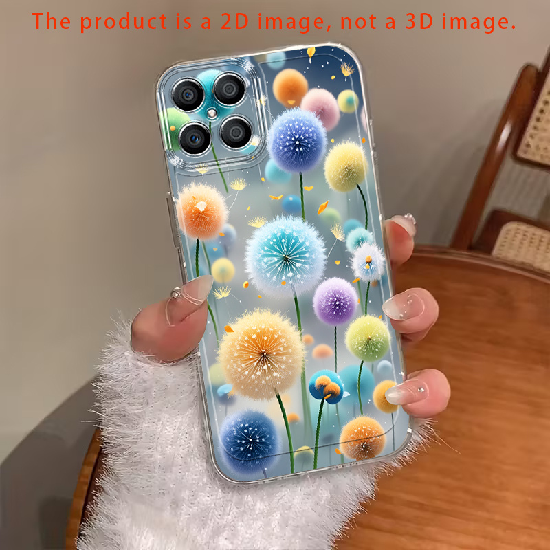 Ovitek za telefon: 2D ploščat sanjski barvni vzorec razpršenih regratov, 2D natisnjen vzorec, primeren za ovitke za telefone Huawei za Honor