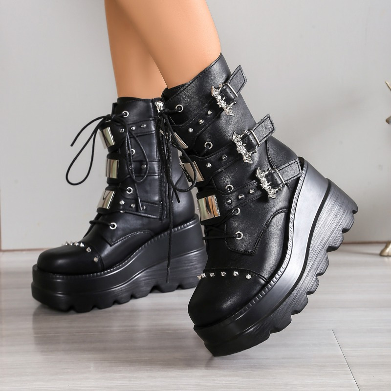 靴 y2k Riveted Belt Retro Boots y2k Riveted Belt Retro Boots