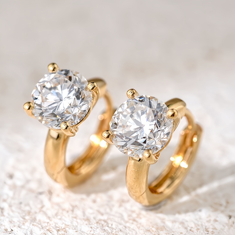 TEMU CUY Orecchini a con a 4 punte placcati da donna adatti per feste, , festivit� e uso - Gioielli regalo classici minimalisti con Zirconia e ,