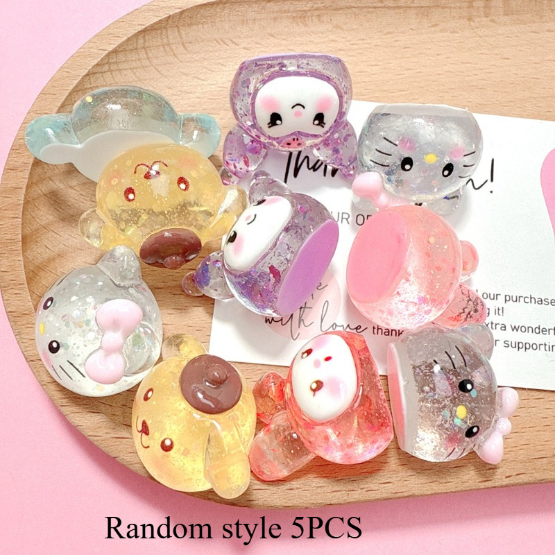 TEMU [licensed] 5pcs Luminous Hello Kitty Car Dashboard Ornaments Cute 3d Luminous Kitty Cat Interior Decor Dolls