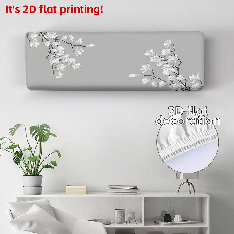 TEMU 1 pz Copertura per condizionatore d'aria 2D piatta fresca ed elegante con disegno a di magnolia, decorativo stampato | Protezione per