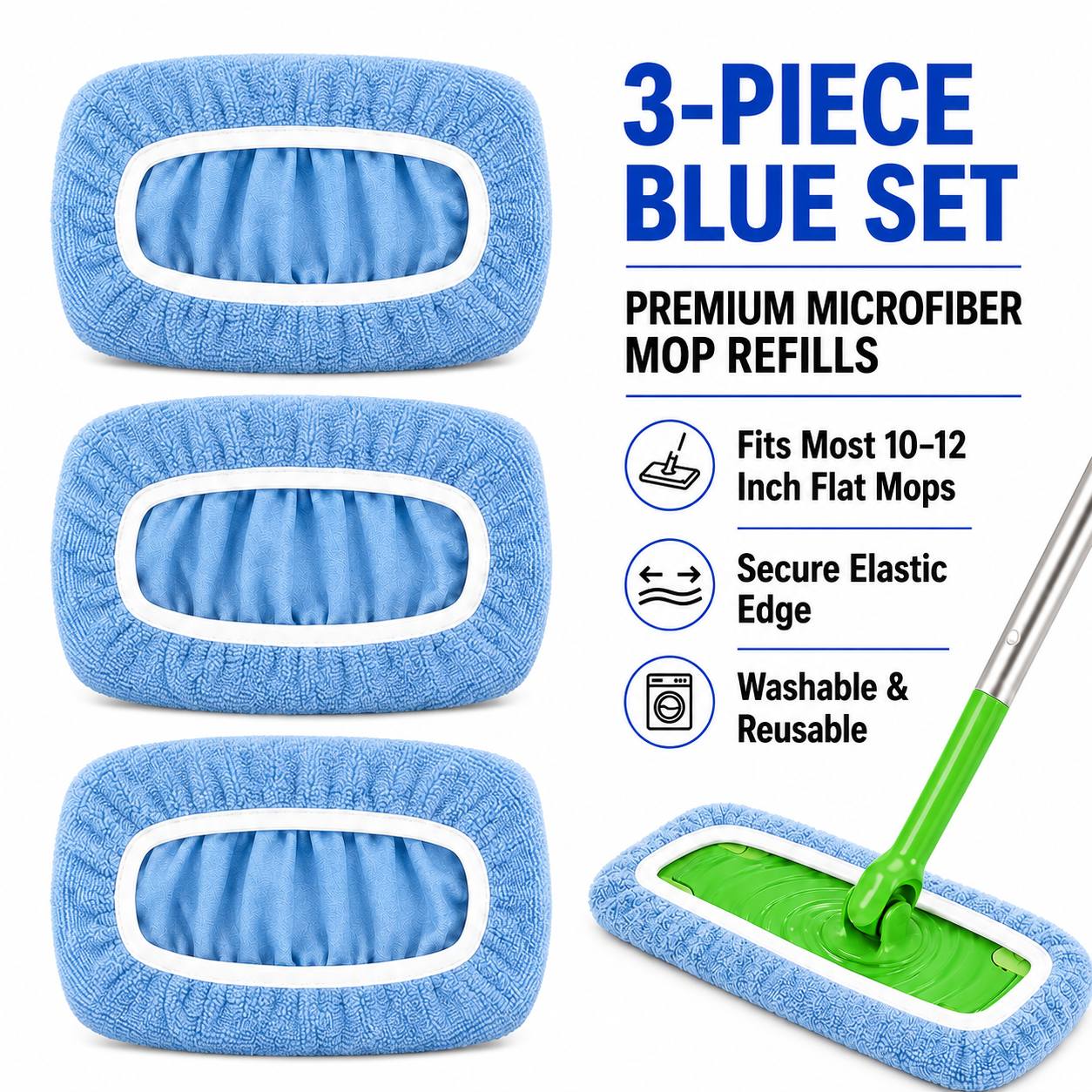 TEMU Lot de 3 housses de serpillière réutilisables . Les chiffons de nettoyage très absorbants et réutilisables, adaptés au nettoyage des sols à sec