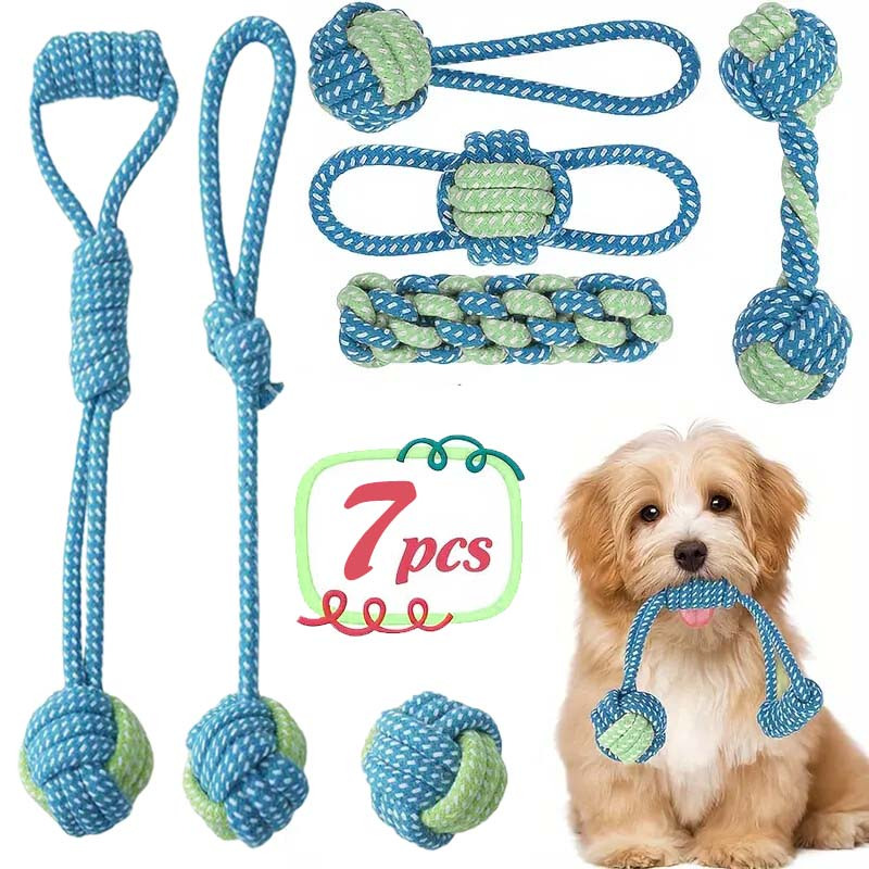 set 7 versatile chew toys made rope small medium dog breeds - Temu