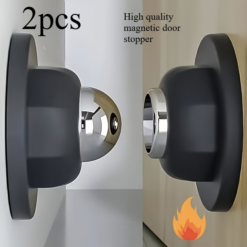 TEMU 2 topes magnéticos premium para puertas, instalación fácil sin taladro, para pared y suelo, diseño corto con fuerte succión, mantienen y cierran