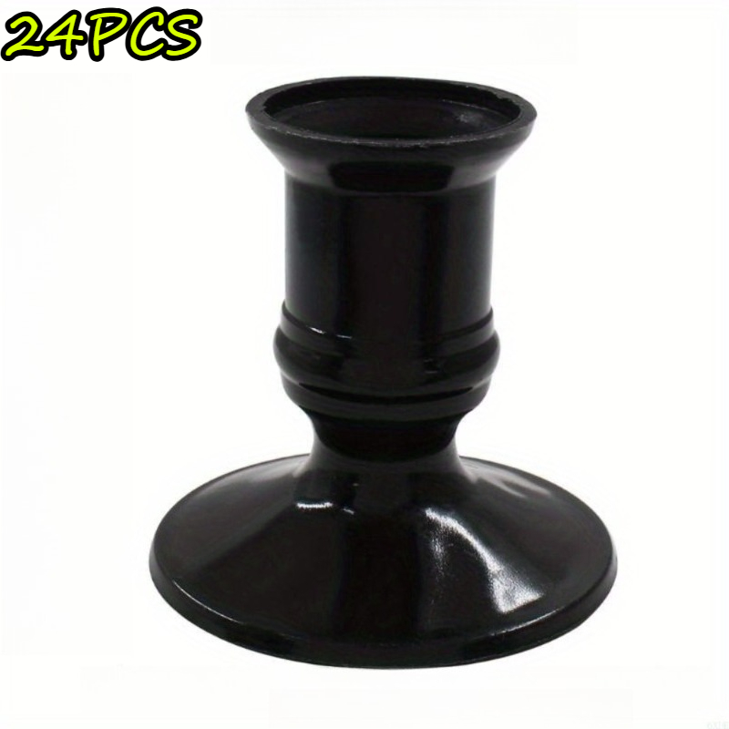 TEMU 24pcs Pack Wholesale Suitable For Wedding, Party, Banquet, Halloween, Christmas Decorations - 24pcs Elegant Black Plastic Cylindrical Table