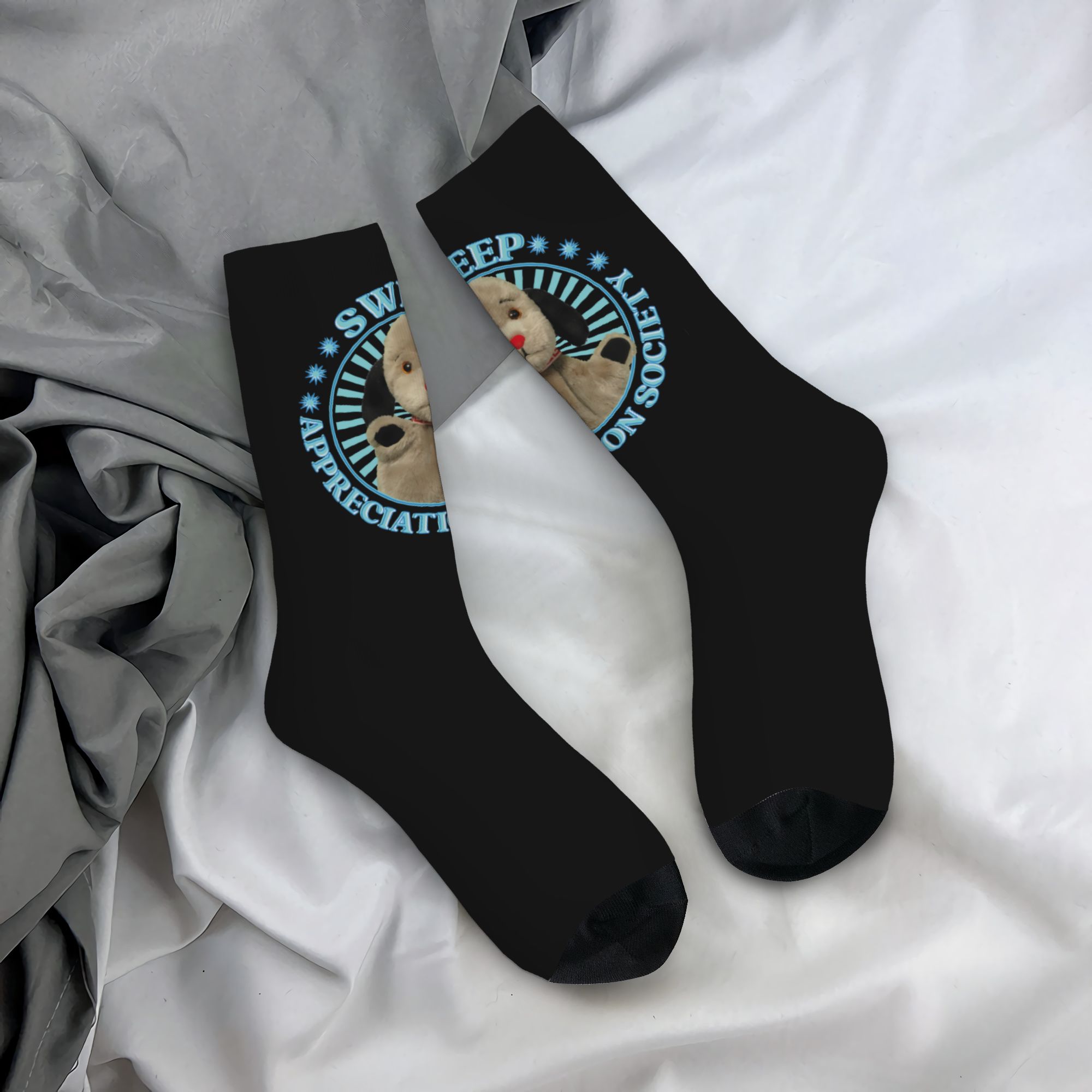 TEMU Men's&women's Sooty&sweep Sooty Show Themed Design Mid-calf Socks - Breathable, Sweat-absorbing, Lightweight Sports Socks For Fitness,