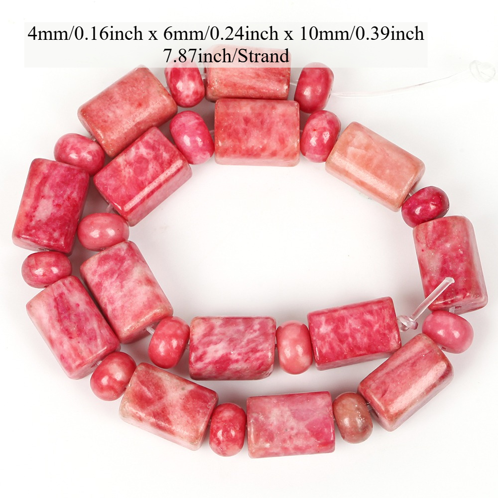 TEMU 7.87inch/strand Natural Stone 4x6x10mm Sediment Jasper Beads Cylindrical And Rondelle Composition Beads Used For Jewelry Making Diy Bracelet