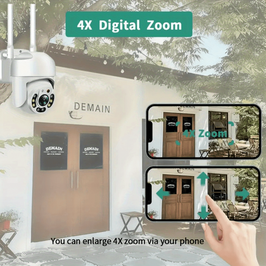 Teruhal Outdoor WiFi Security Camera - Waterproof, Auto-Tracking with 360° Panoramic View, Full-Color Night Vision, Human Motion Detection, Two-Way Audio, USB Powered details 1