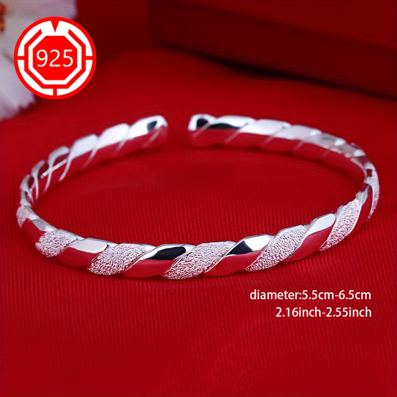 TEMU 2pcs Elegant 925 Sterling Silver Twisted Bracelets, Hypoallergenic , - Perfect For Daily Wear And Holiday Gifts, Christmas Present