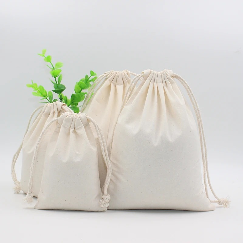 

5/2pcs Natural Canvas Drawstring Bag, & Linen Storage For Rice, Grains, , Shopping & Gifts, Industrial & Scientific Retail Equipment