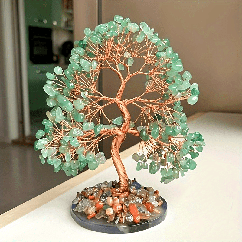 TEMU Arbre à argent vert en cristal naturel, fabriqué avec soin - une pièce décorative parfaite pour votre salon