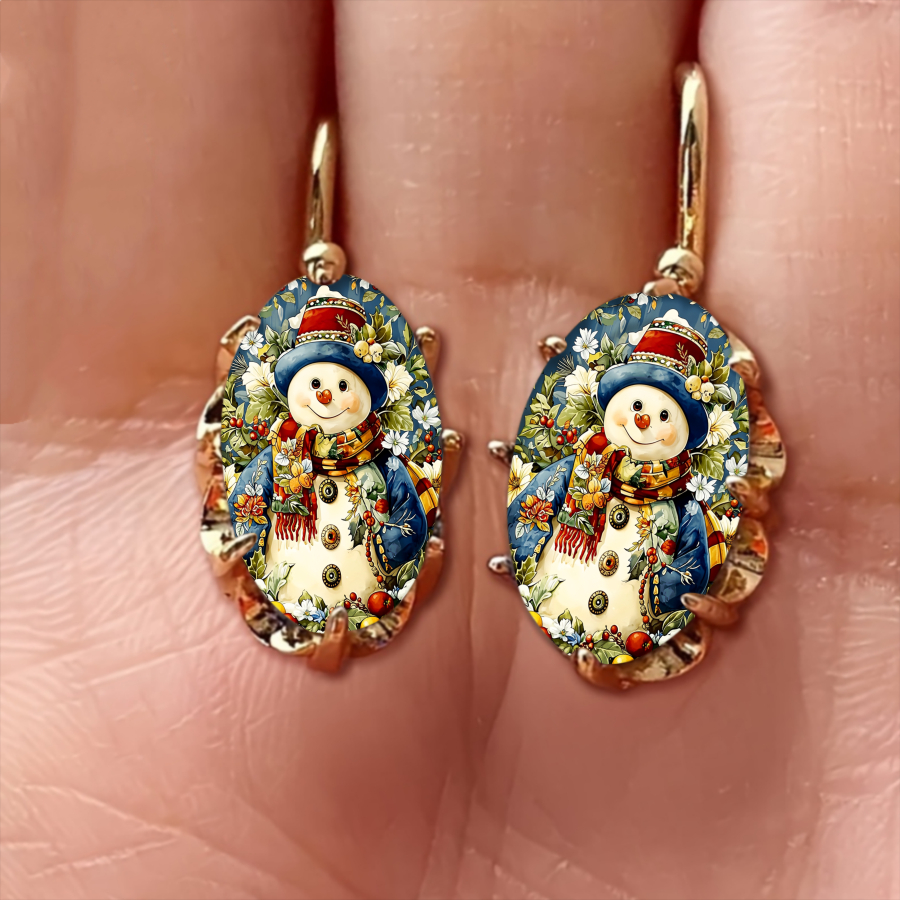 TEMU 2pcs Snowman Earrings Floral Earrings Winter Earrings Holiday Earrings Luxury Earrings Plant Earrings Jewelry Additions Unique Jewelry Christmas
