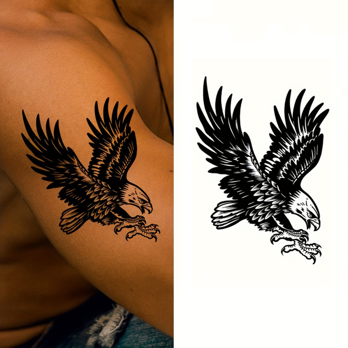 Tattoo Waterproof Temporary Tattoo Sticker That Can Last Up To 15 Days Featuring An Eagle Design