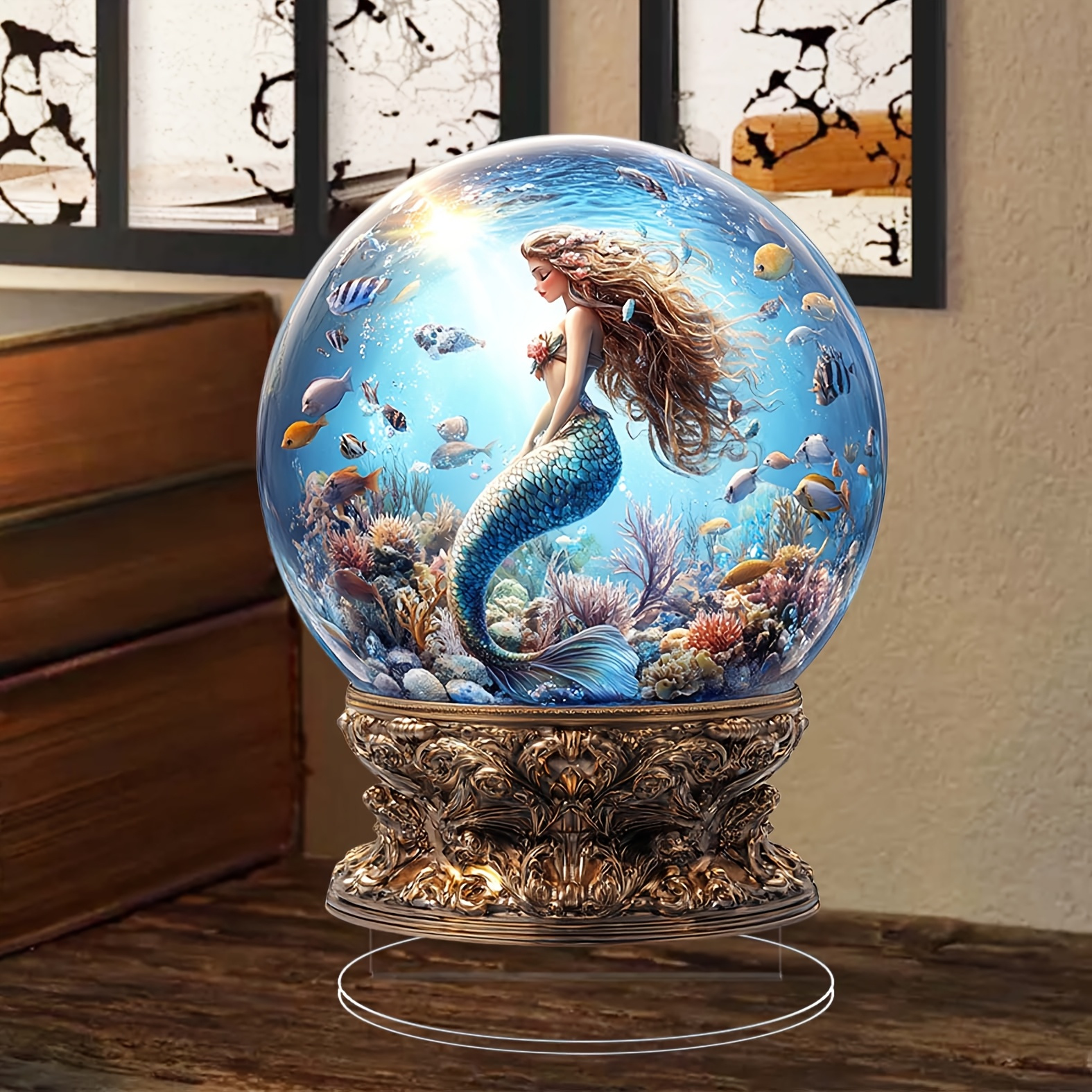 

1pc Style Acrylic Mermaid Snow - 2d Flat Tabletop & Window Decor, Ideal For Home, Party Display, Christmas & Valentine's Day Gift, Sun , Snow