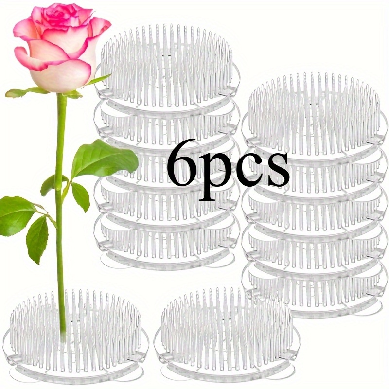 TEMU 6pcs Plastic Frog Flower Brooch Flowers, Floral Vase Japanese Ikebana Brooch Frog Stand For Plant Decoration, Party/wedding Decor
