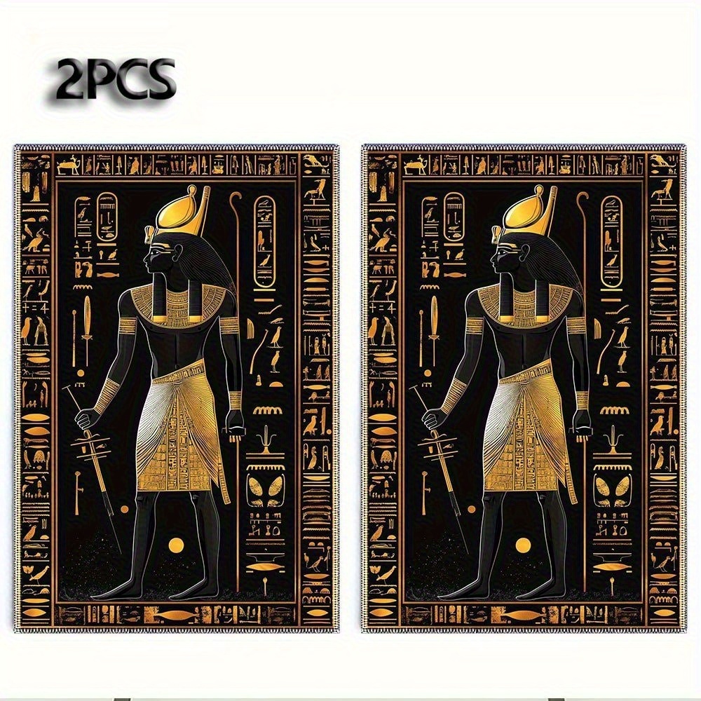 TEMU 2pcs Black & Golden Design Kitchen Towels - Decorative & Absorbent Dishcloths For Cooking, Baking, Housewarming Gifts, Machine Washable,