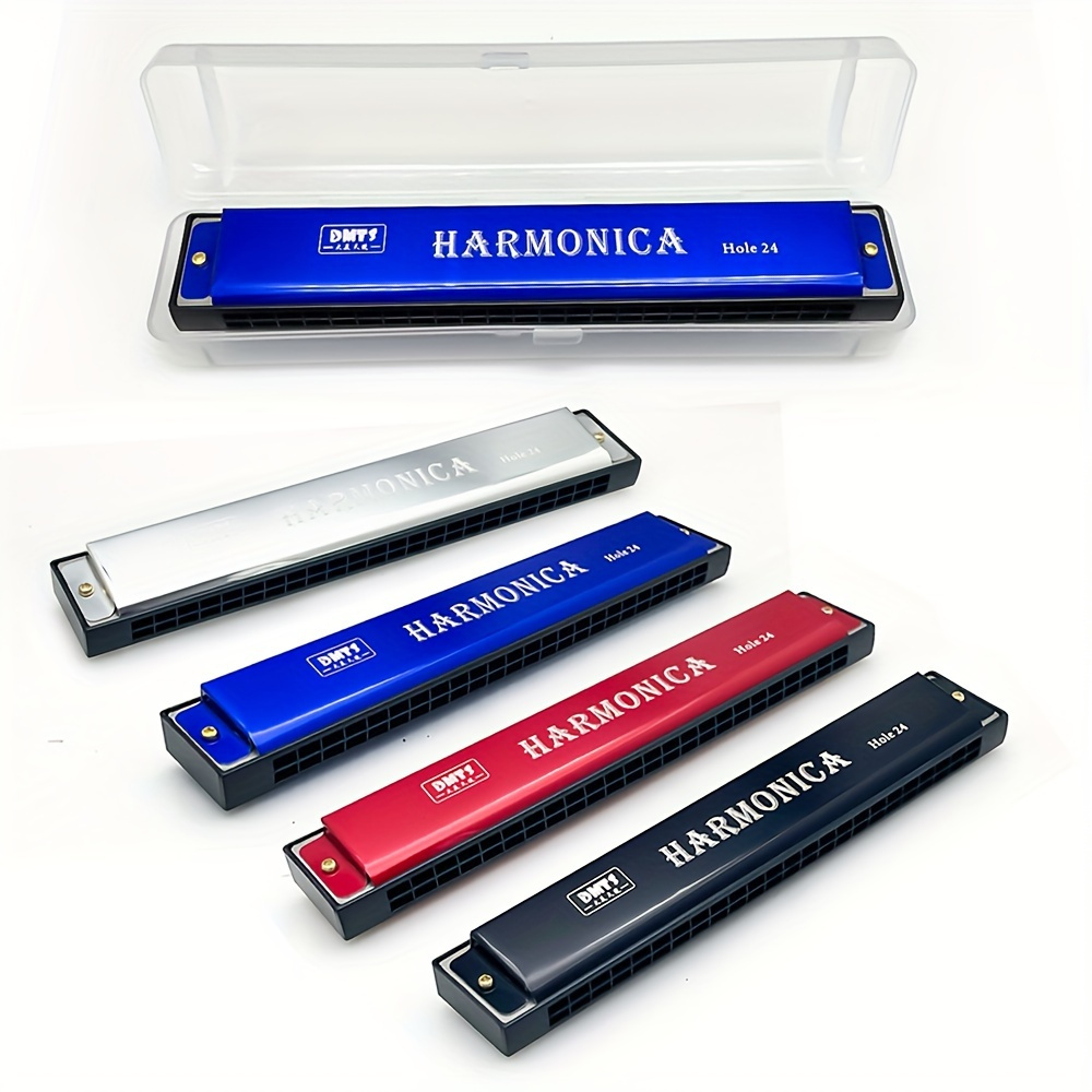 

Professional 24-hole Golden Harmonica Major - Suitable For Beginners And Players, Comes With A Box - In White, Red, Blue, And Black