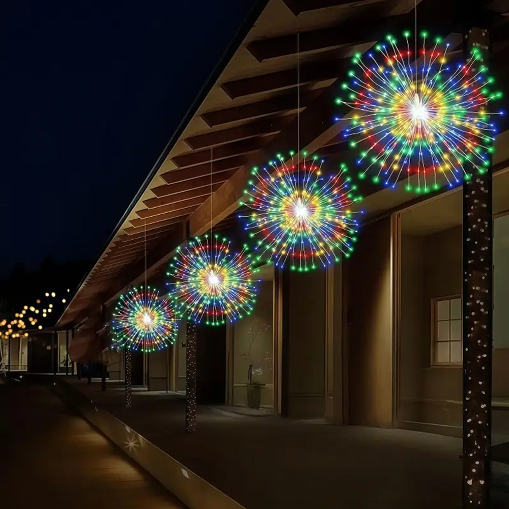 TEMU 4/5pcs 360/450 Led Solar Powered Outdoor Hanging Starburst Lights, With 8 Lighting , Suitable For Yard, Party, Tent, Christmas, Yard, Tree