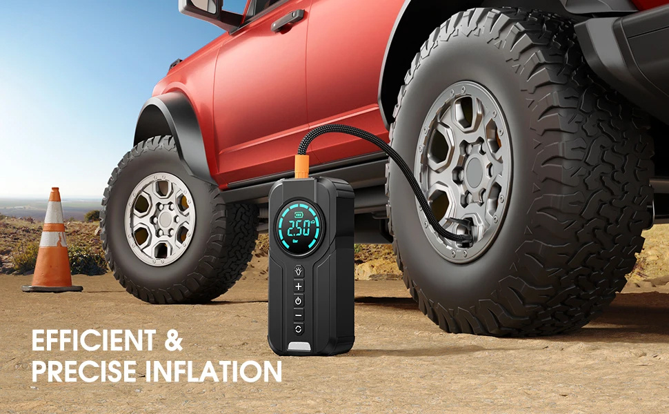 1000a portable car jump starter with air compressor 150psi tire inflator 14 8v jump box battery booster with   fixture charger 3 emergency lights   usb type   portable power supply car jump starter details 2