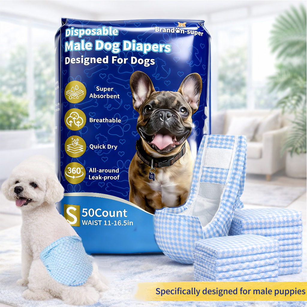 TEMU 50pcs Dog Diapers For Male And Female Dogs, Pet Nappies, Super Absorbent Disposable Dog Diapers - Leak-proof And Comfortable Pads, Suitable For