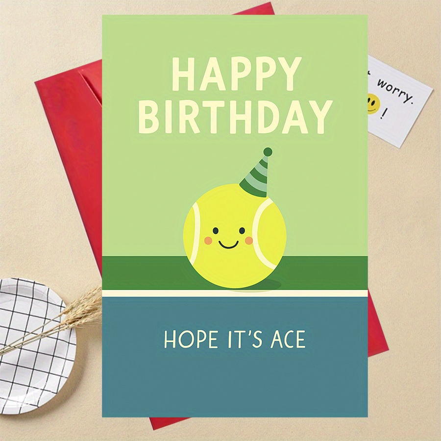 TEMU A Humorous Birthday Card Featuring A Tennis Ball, Ideal For Sports Enthusiasts, Athletes, And Tennis Celebrating Their