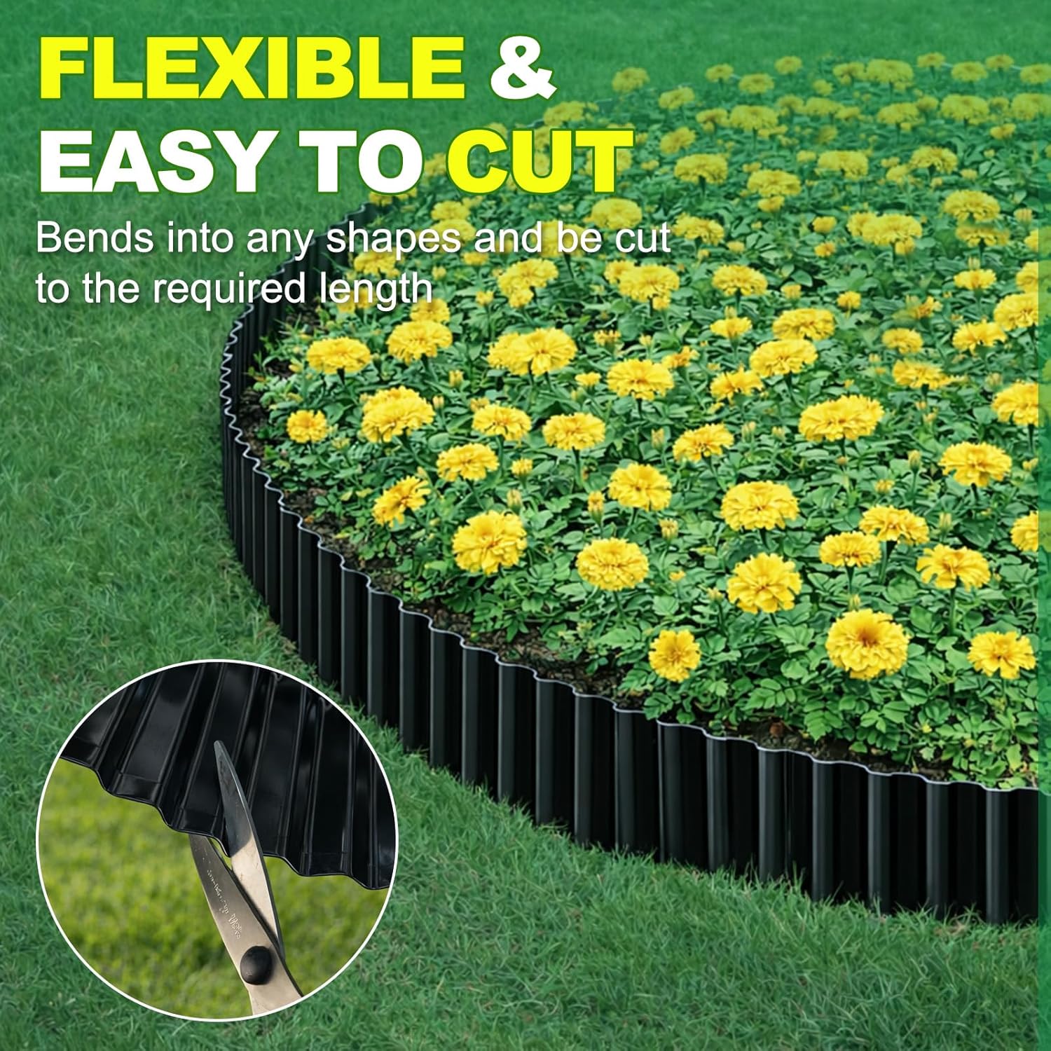 imagen del artículo   de jardín de plástico   de 6 pulgadas x 30 pies, moldura de paisajismo inoxidable,   de jardín flexible para parterres,   de jardín,   y adoquines