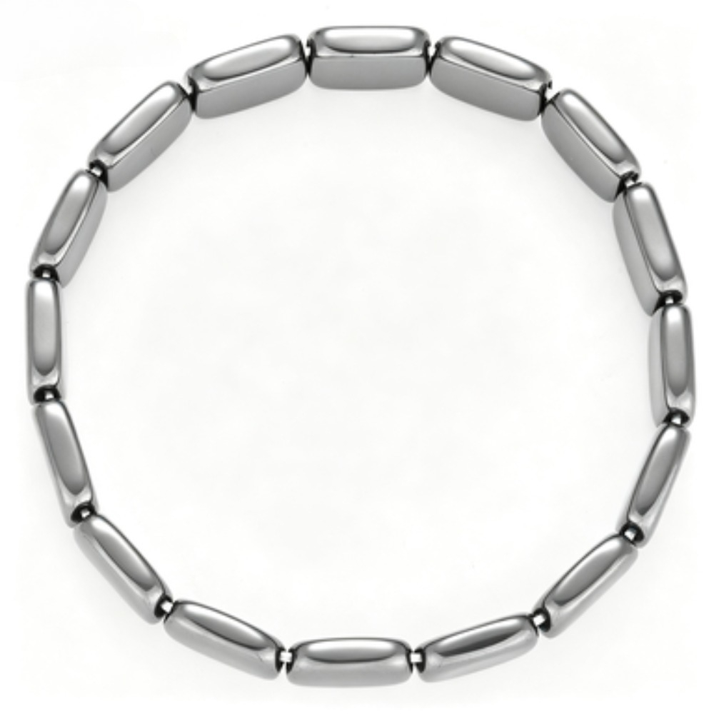 TEMU Bracelet en hématite 1 pièce, bracelet extensible et réglable avec hématite ronde et carrée à double trou, pour hommes et femmes, tenue