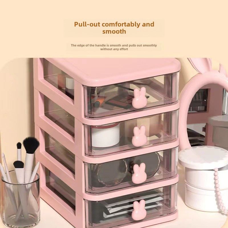 Boîte de Rangement Empilable en Plastique Transparent Unit De Tiroir Organisateur Penderies De Rangement pour Bureau (Beige, M
