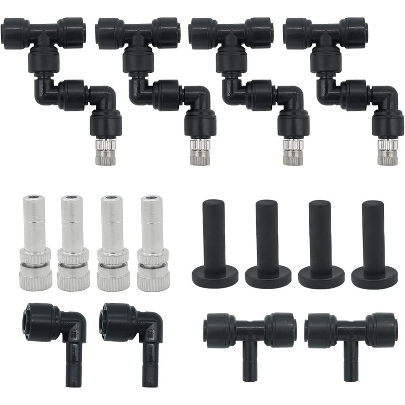 E-shop 4er-Set Reptilien-Mister-Düsen, 1/4" Feiner Nebelsprüher für vollständige Wasserverteilung, Ersatz-Mikro-Sprühdüsen, Kunststoffmaterial, Ideal