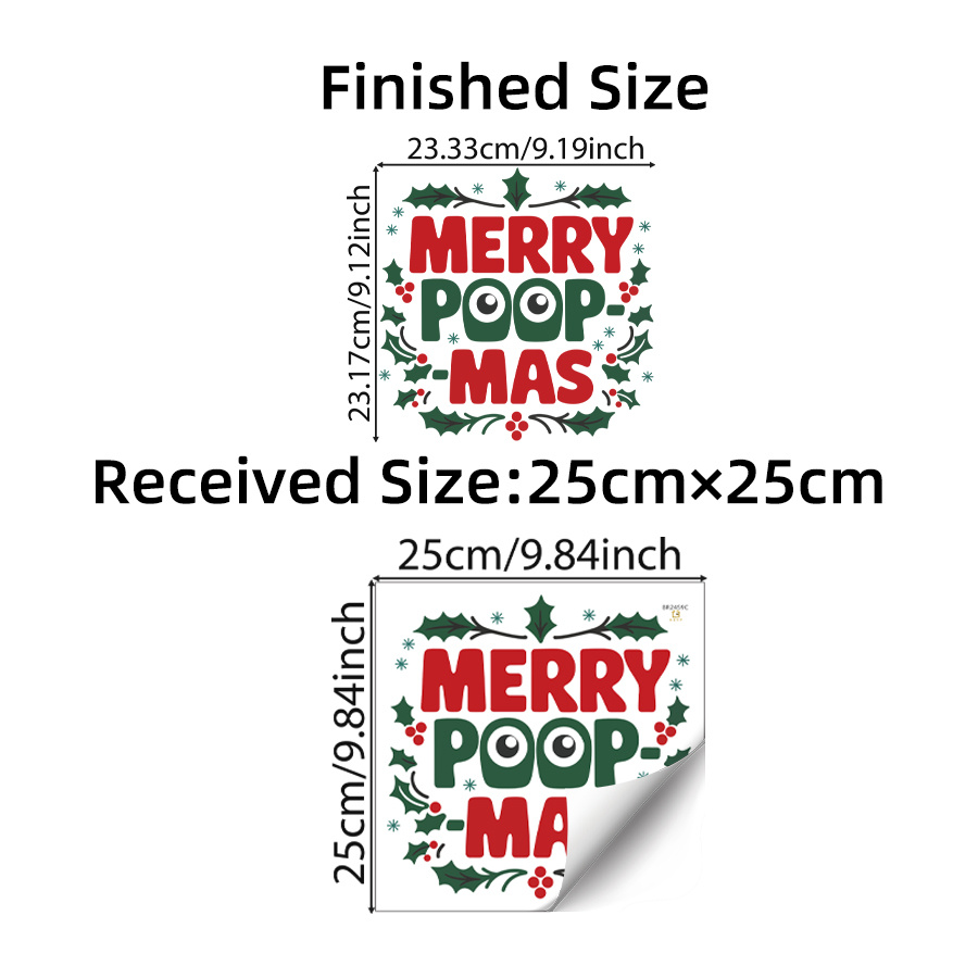 TEMU 1pc Funny Merry Poop-mas Toilet Decal, Christmas Bathroom Decor, Self-adhesive Removable Vinyl Sticker For Toilet Tank, Xmas Holly Home Party