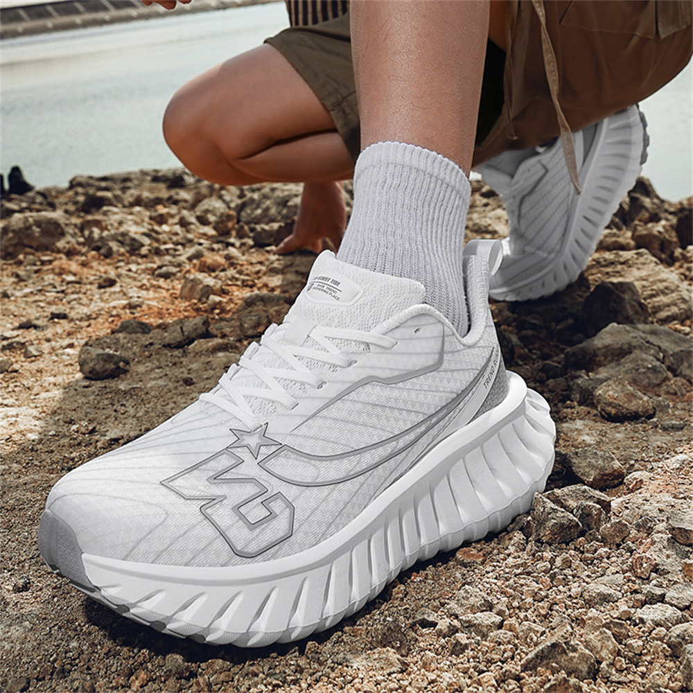 Carbon Plate Technology - Men's Road Running Shoes, Thick-Soled Casual Sneakers for Men, Comfortable and Breathable Fabric Upper, Cushioning and Shock-Absorbing MD Midsole, Slip-Resistant and Wear-Resistant Rubber Outsole, Low-Top Lace-Up Closure