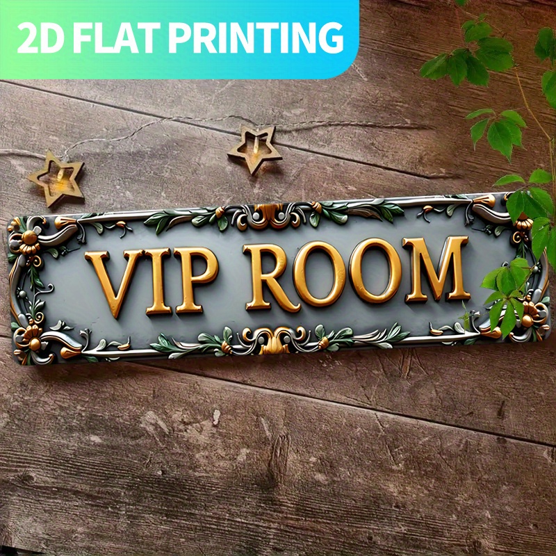 TEMU 2d Flat, 1pc 1pcs Retro "" Metal Wall Sign - Lettering Aluminum Plaque Suitable For, Cave, Game Room - Pre-drilled For Easy Hanging, Unique Gift