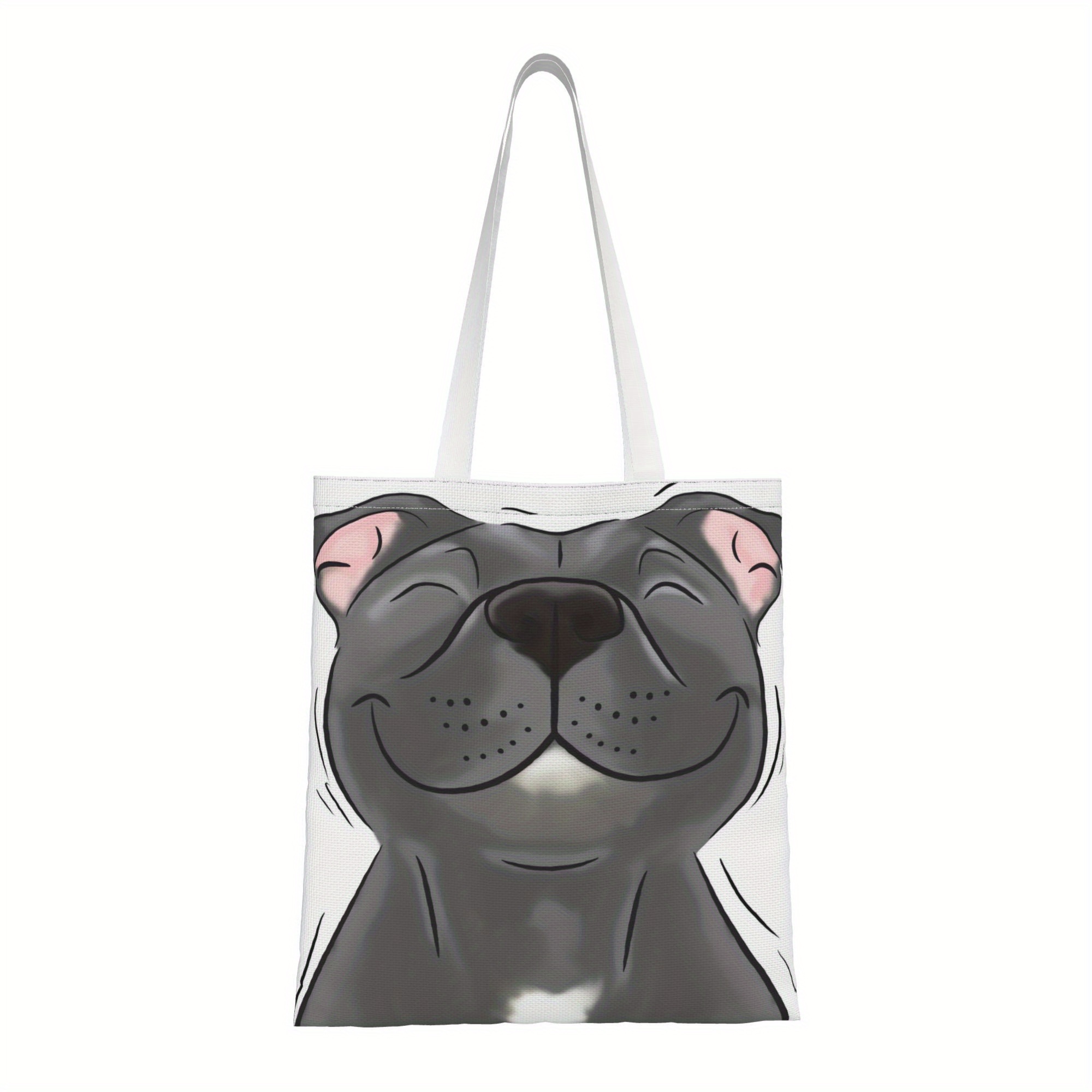 TEMU 1 pièce, Design Imprimé -. Sac Fourre-Tout Chien Bleu - Sac Courses à Ouverture Supérieure et Poignées Renforcées, Grand Sac Shopping pour