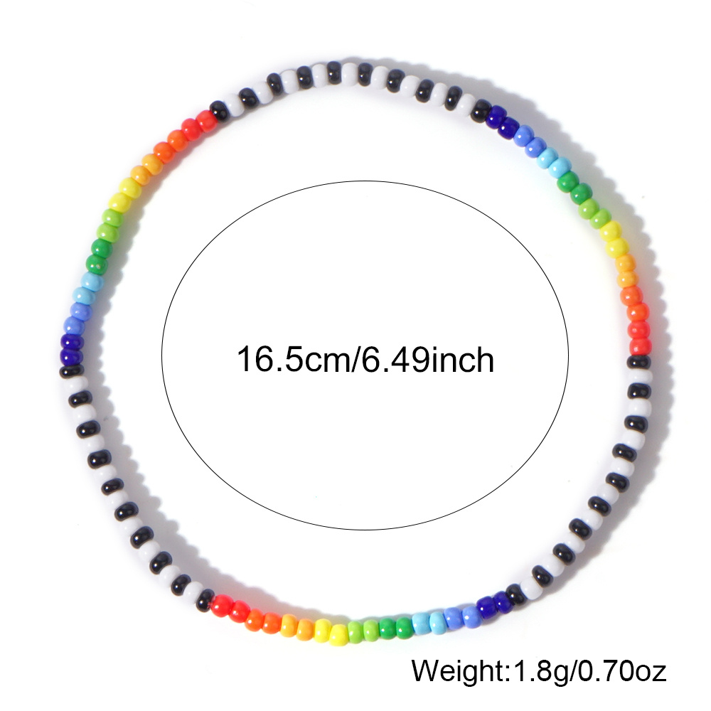Women's Black & Colourful Rice Bead Bracelet, Vacation Style
