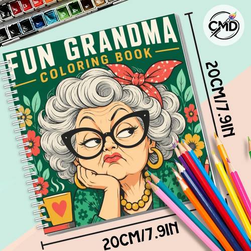 fun grandma spiral bound coloring pages stress relieving relaxing artwork perfect gift for birthdays christmas halloween thanksgiving holiday activity party