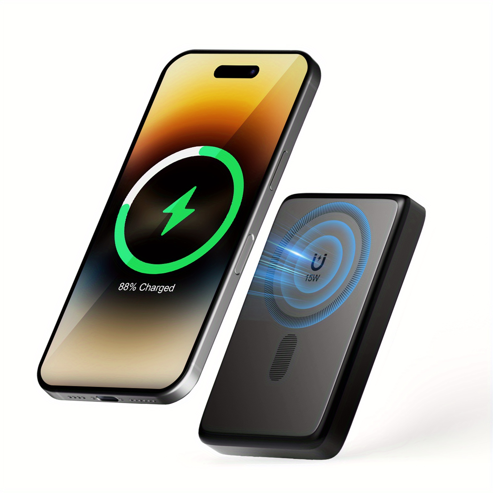 TEMU 10000mah Portable Power Station, 22.5w Fast Charging, Built-in 2pcs Data Cables With Stand For Iphone 18/18 Pro Max 17 16 15 14 13 12, For , For