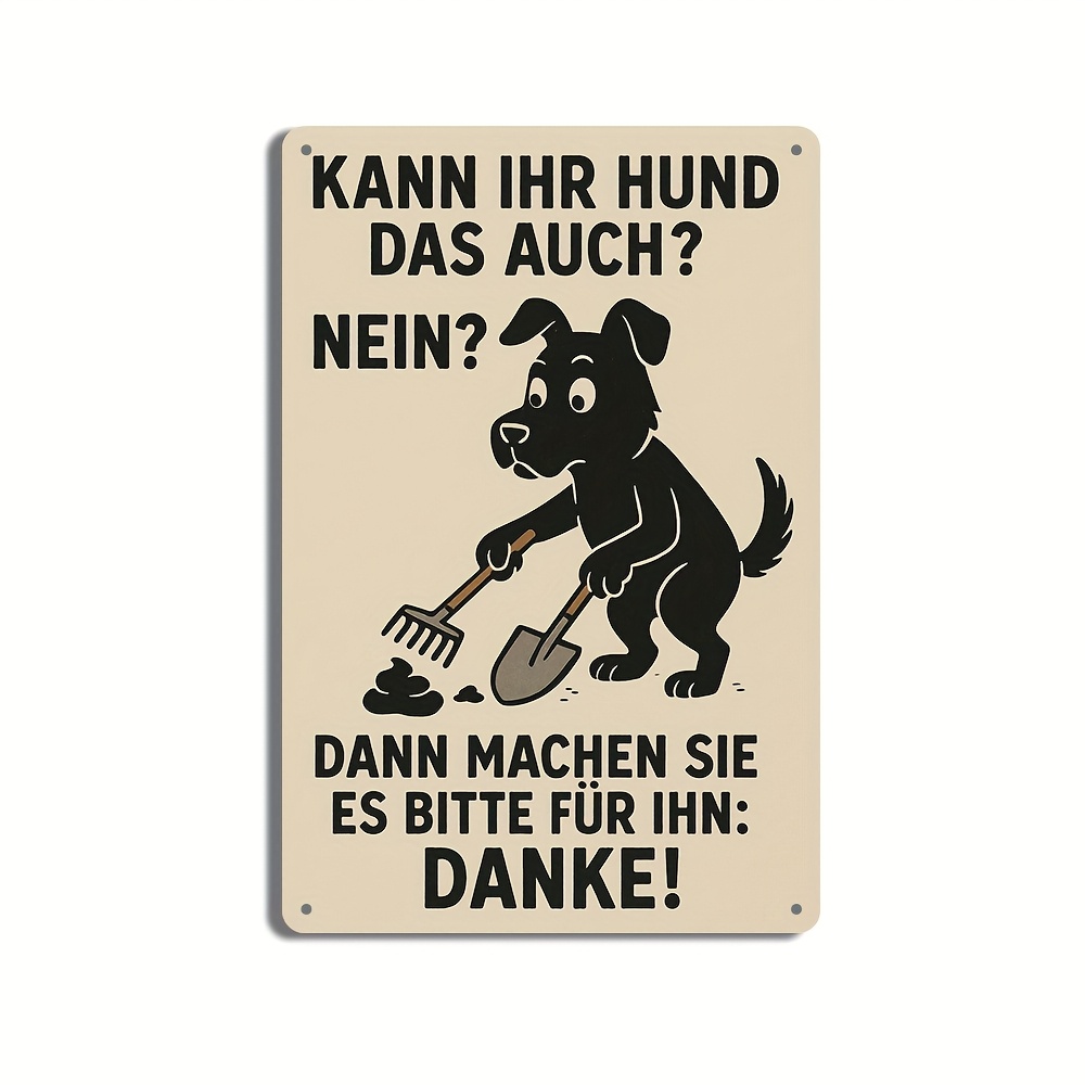 E-shop Vintage Deutschlands Hunde-Kot-Reinigungsschild - Lustiger deutscher Text Metallplakette mit englischer Übersetzung, Blei