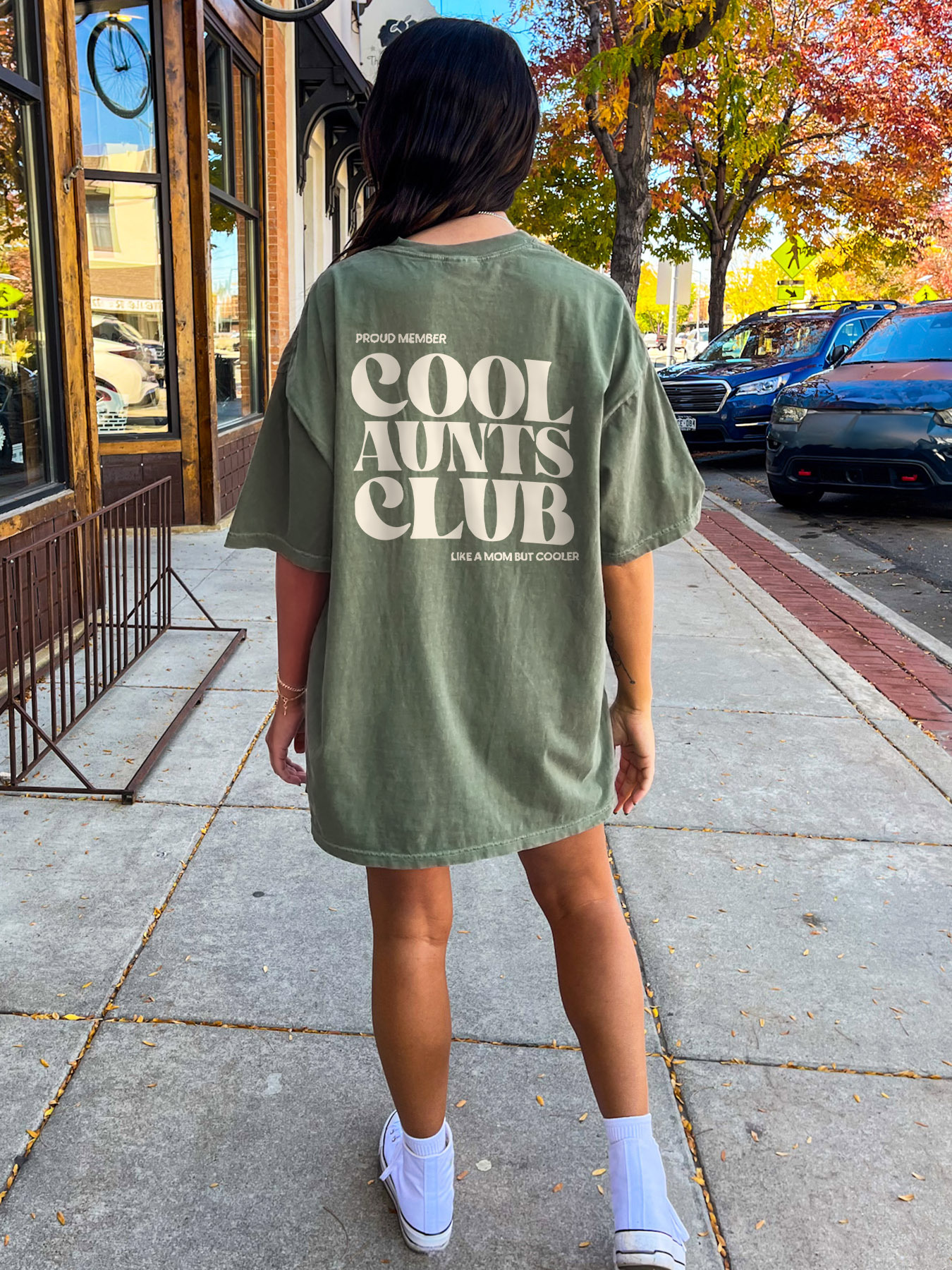 short sleeve round neck t shirt aunts club letter