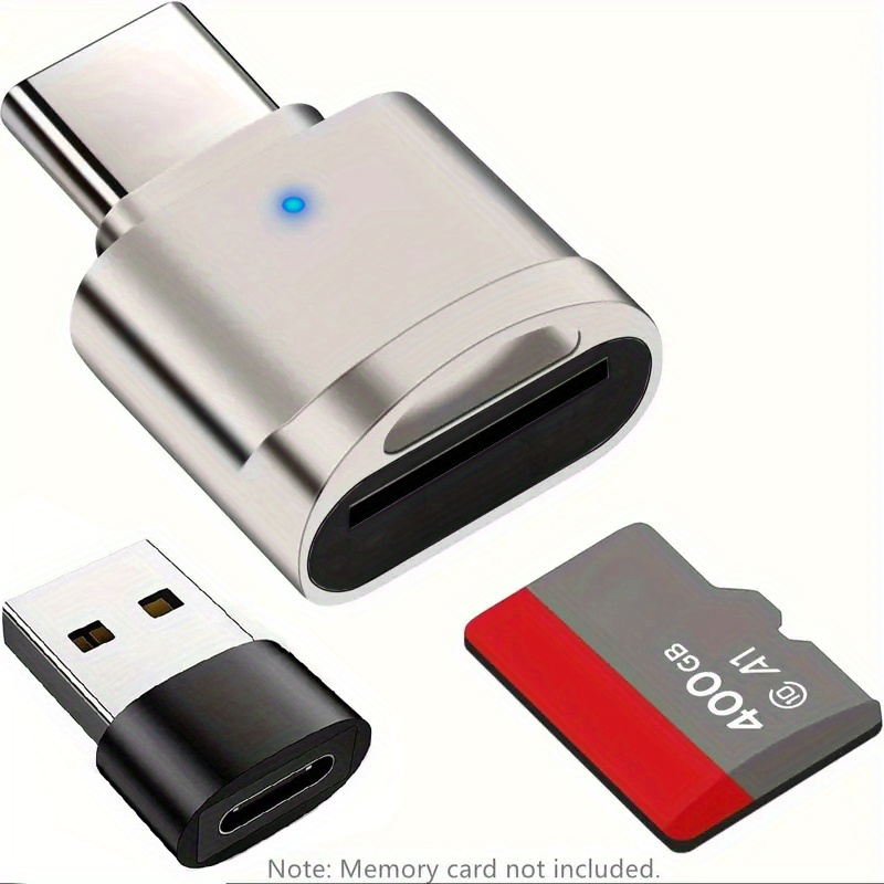 TEMU de tarjetas Micro/SD de metal USB C, compatible con tarjetas de memoria Micro/SD para teléfono móvil, computadora, tableta, videovigilancia de