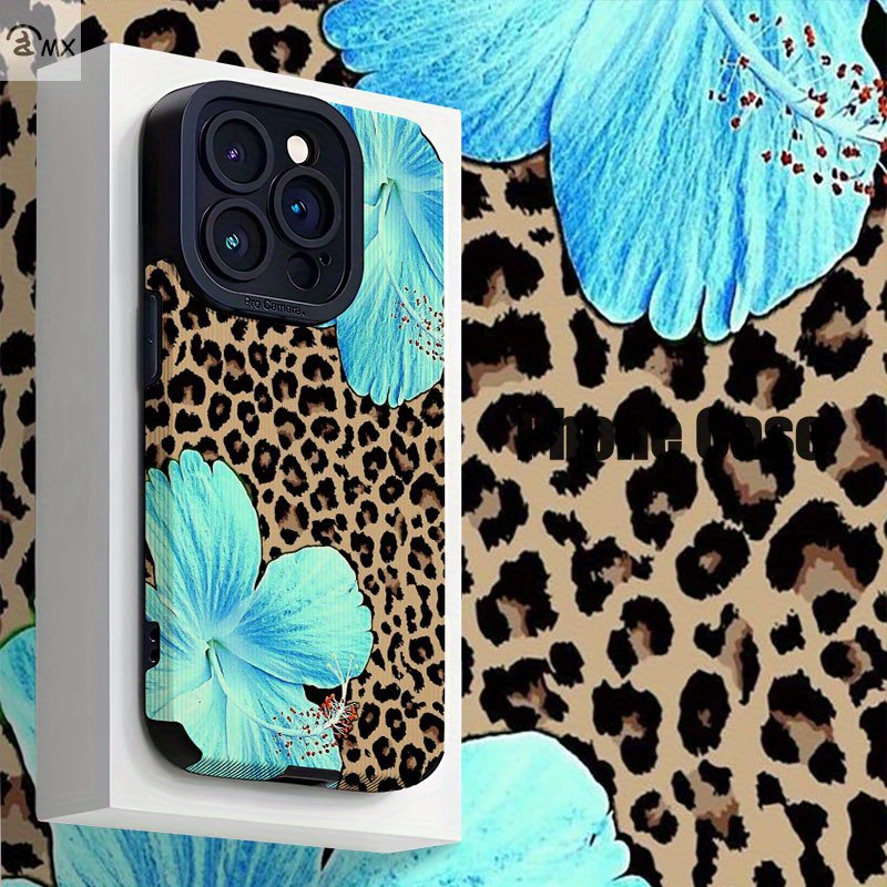 TEMU Phone Case: Hibiscus And Leopard Print Design Artificial Leather Phone Case Compatible With Iphone 16, 16 Plus, 16 Pro, 16 Pro Max, 15, 15 Plus,