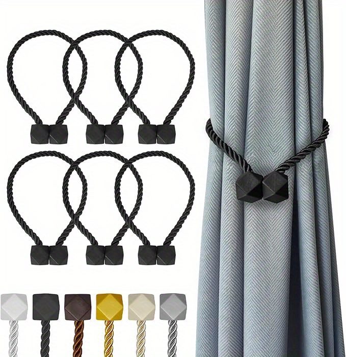 6 Pack Heavy Duty Magnetic Curtain Tiebacks - Strong Magnet Holdbacks for Thick Or Thin Curtains, Living Room, Bedroom, Office, Kitchen - Modern Window Drapes Clips (6 Pack), Living Room Curtain Holders, Modern Design, Durable Construction