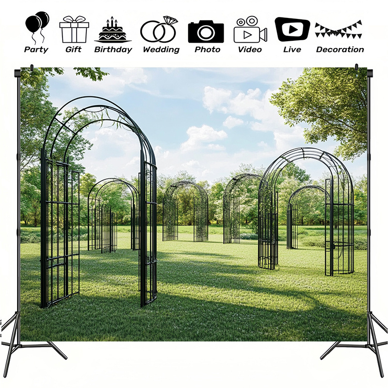 

Classic Arch Wedding Photography Backdrop, Polyester Party Banner, Wall Hanging Decorative Sign, No Electricity Needed, For Indoor/outdoor Events, Home & Studio