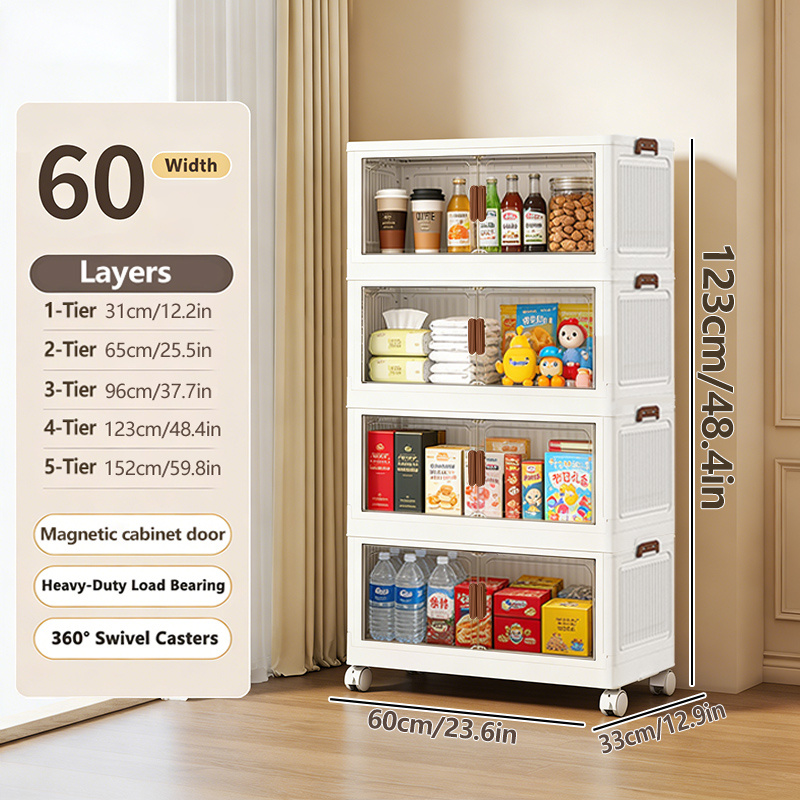 TEMU Oversized Locker With Wheeled Doors - Waterproof Collapsible Locker For Bedroom Storage Of Clutter, Documents,, Snacks And Plastic Drawers For