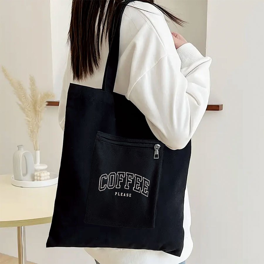 TEMU 커피 패턴 토트백, 대용량 숄더백, 출퇴근 학교 쇼핑용 캐주얼 핸드백, 여행용 비치백, 여성을 위한 할로윈 크리스마스 선물
