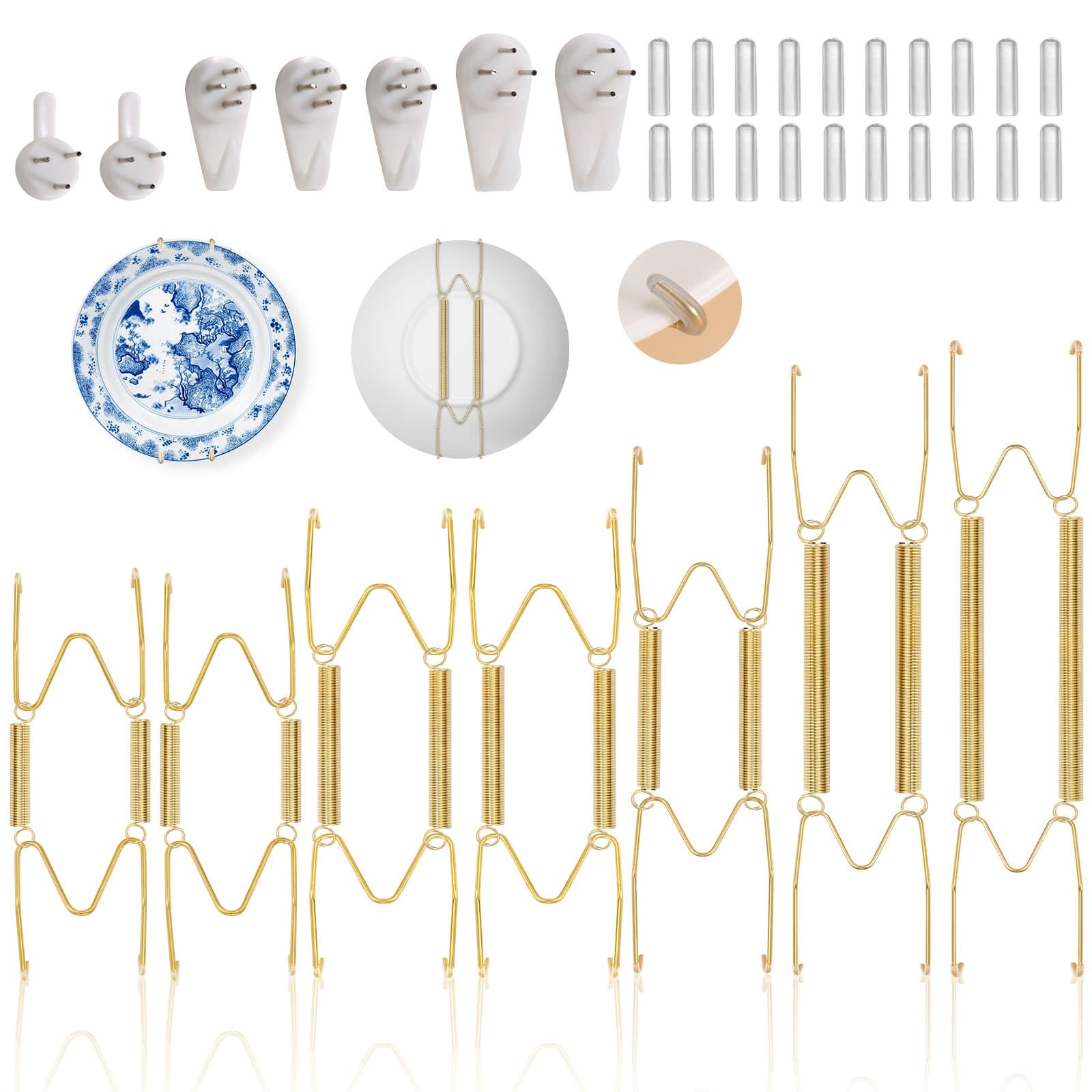 TEMU 14pcs/7pcs Plate Hangers For The Wall, 4/6/8/10/12 Inch Invisible Decorative Wall Plate Hangers, Stainless Steel Plates Walls Hanger For Display