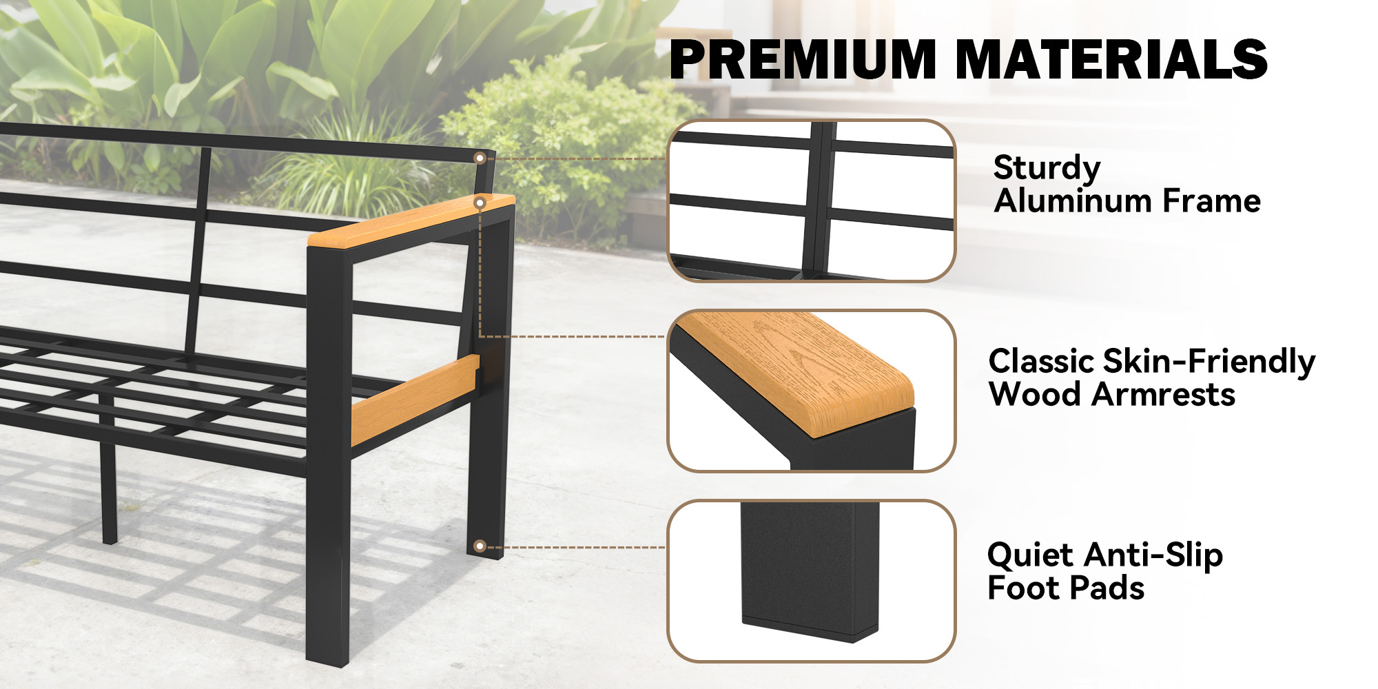 5pcs Outdoor Patio Furniture Set for 7, Metal Conversation Seating with Coffee Table, Ideal for Porch, Balcony, Garden And Sunroom, Gray/Black