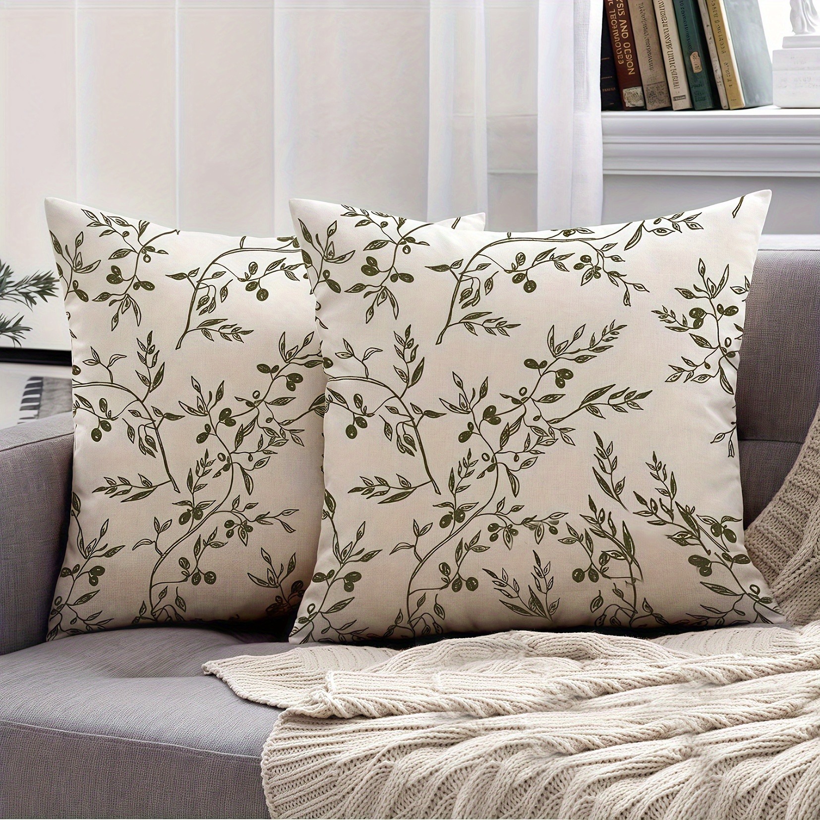 TEMU 2pcs Polyester Pillowcases With And Berry Print - 18*18 Inches, Single-sided Design, Without Pillow Insert
