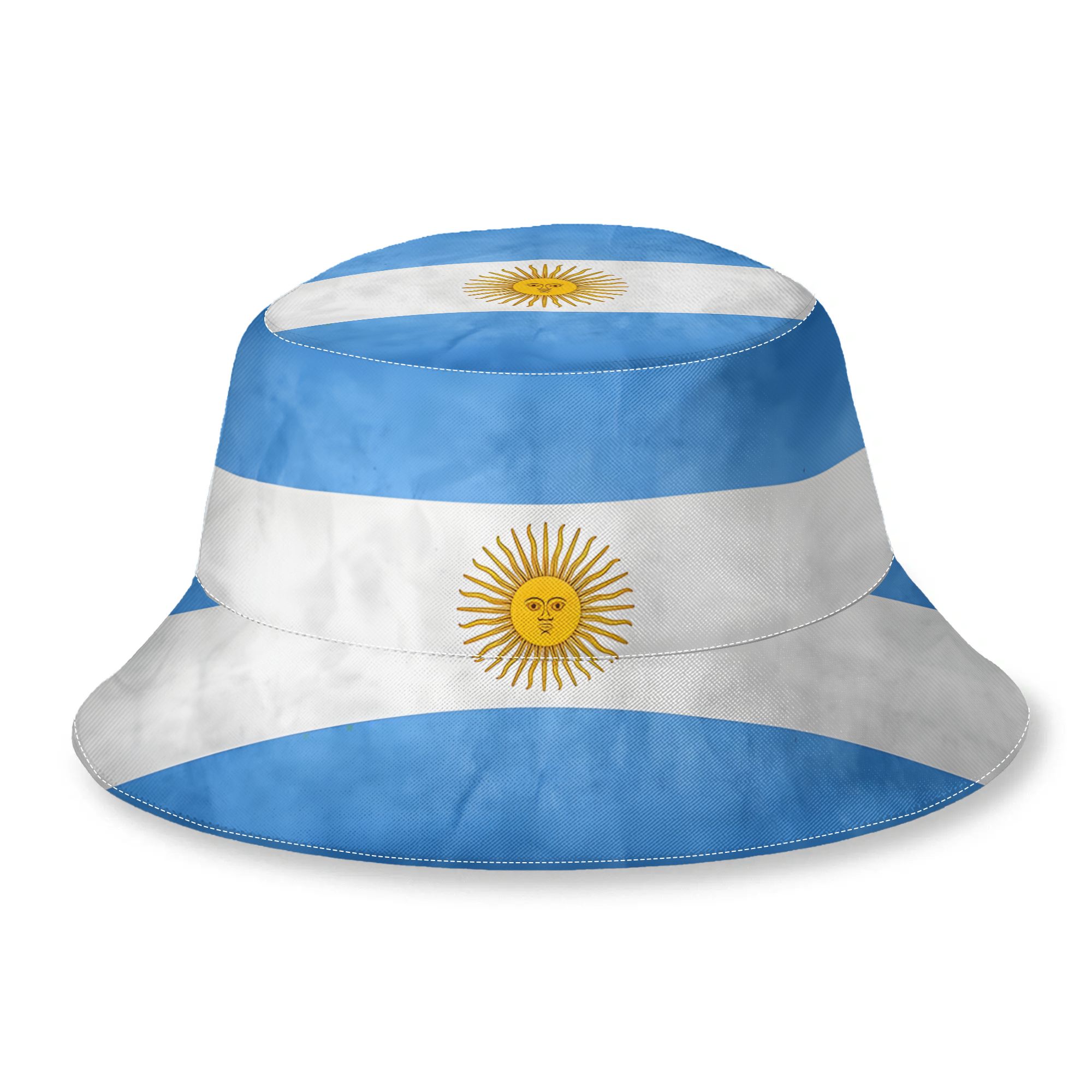 TEMU Argentina Flag Artistic Sun Of May Heritage Pride Pattern Print Bucket Hat For Men Women Stylish Headwear2d Print Design