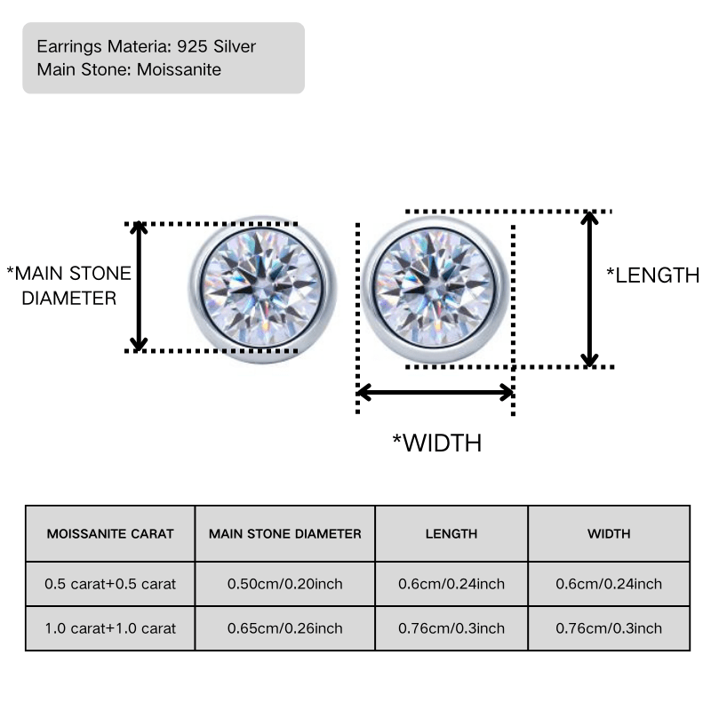 Women's 925 Silver Round Bubble Synthetic Moissanite Earrings, Everyday Wear